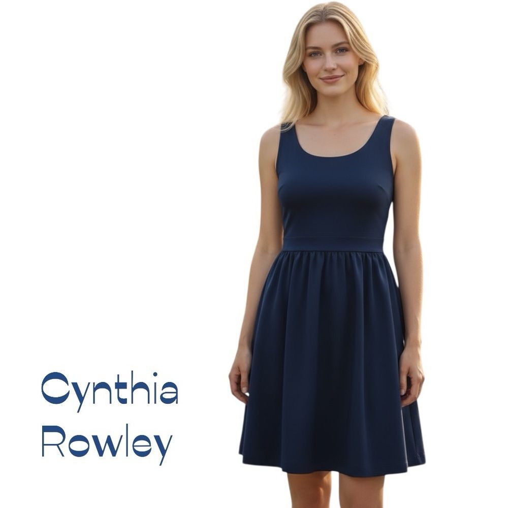 Cynthia Rowley  Dark Blue Fit & Flare Party Date Dress NWOT Size XS